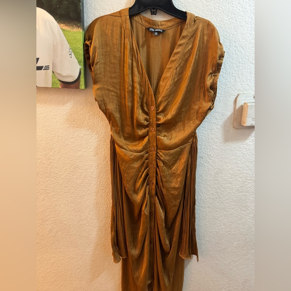 Steve Madden Tan Button-Down Midi Dress